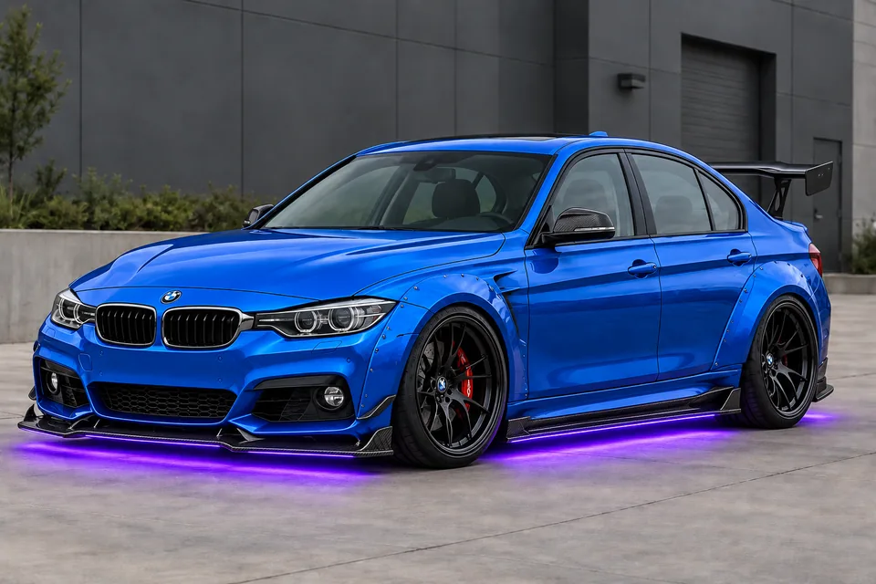 Customized BMW styling concept with aftermarket wheels